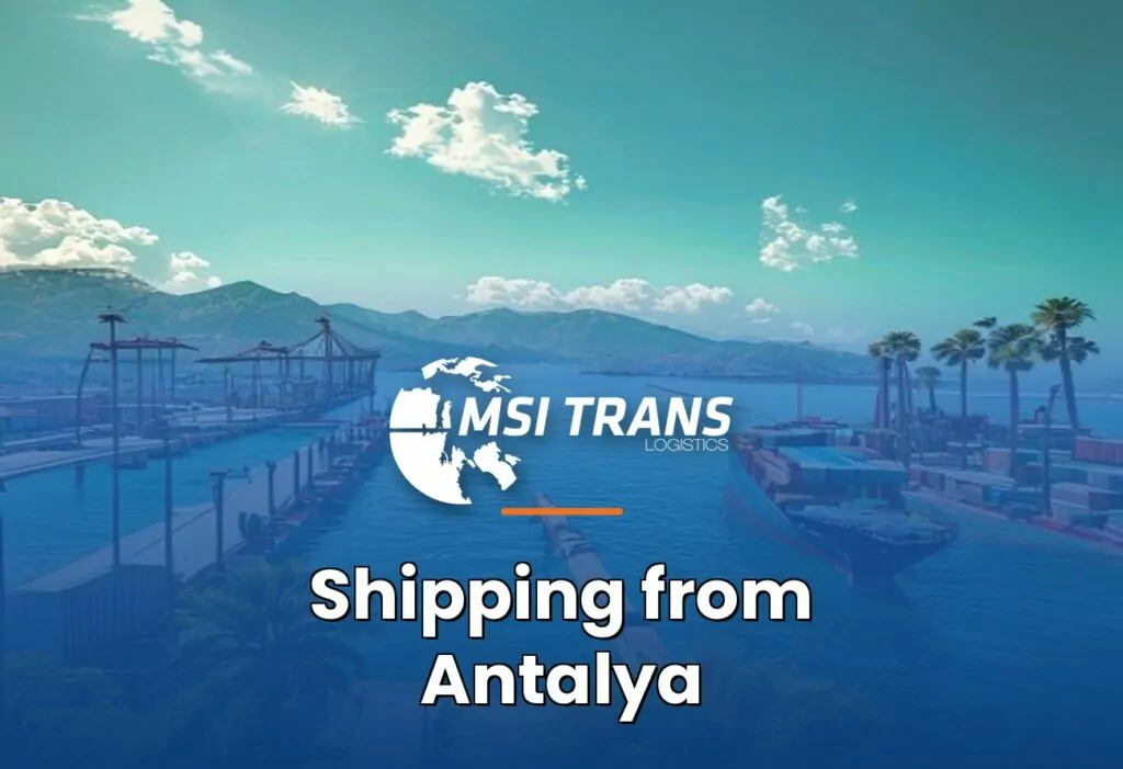 MSI-Trans Antalya Mediterranean operations cover — port of Antalya with cargo ship and Mediterranean sea