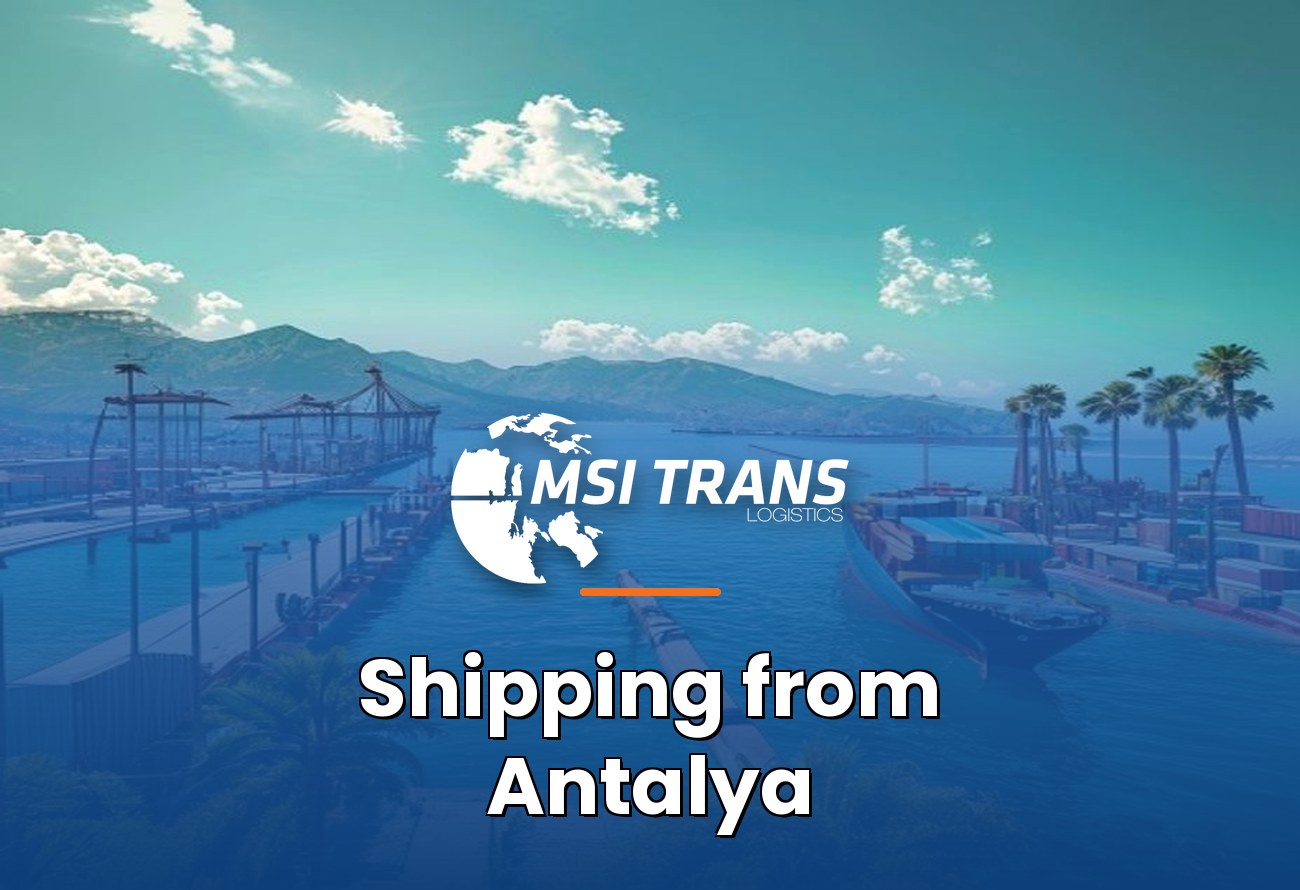 MSI-Trans Antalya Mediterranean operations cover — port of Antalya with cargo ship and Mediterranean sea