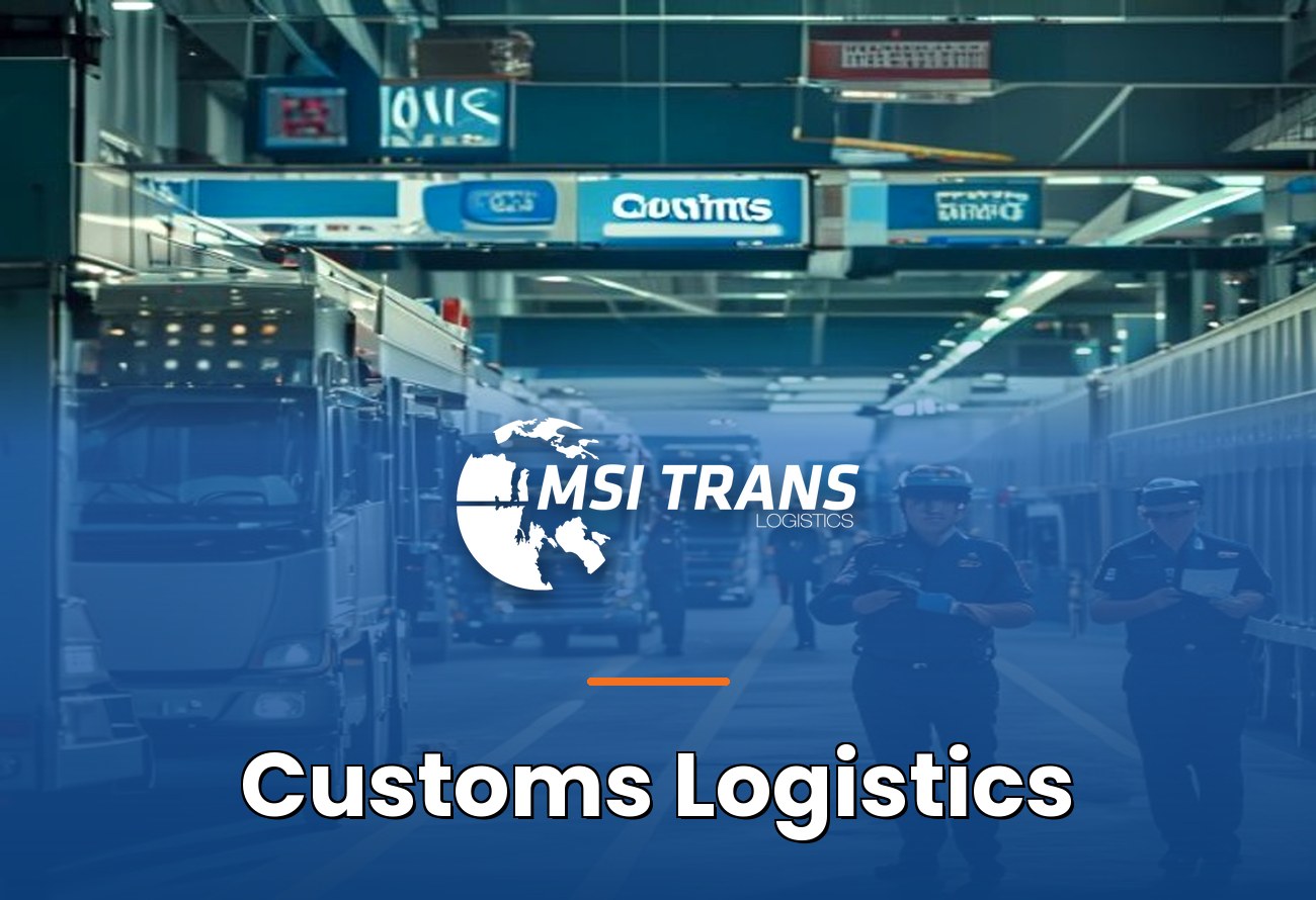 MSI Trans Customs Logistics cover — customs inspection area at international border with officers checking trucks