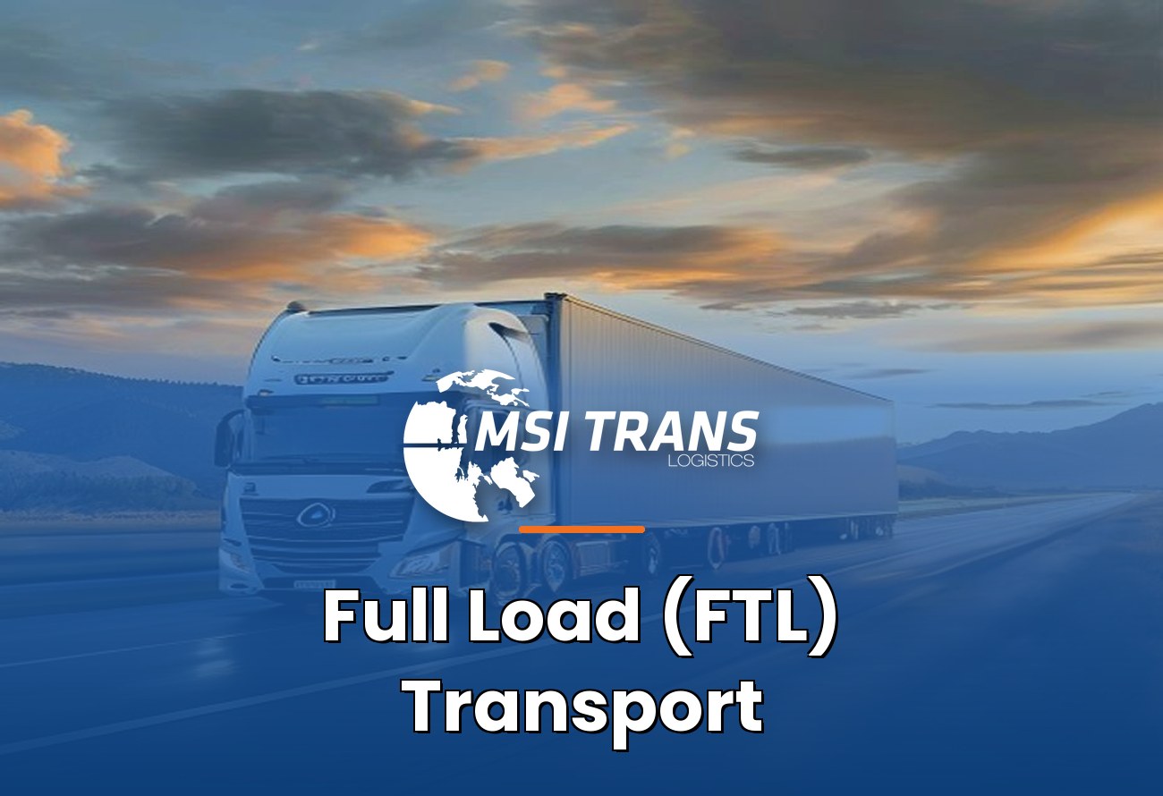MSI Trans Tam Yük FTL Nakliyat kaplaması — gün doğumunda Avrupa otoyolunda uzun yol yarı römork kamyonu