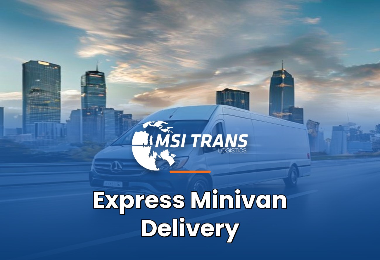 MSI Trans Express Minivan Transportation cover — modern Mercedes Sprinter cargo van on motorway for urgent light-cargo delivery