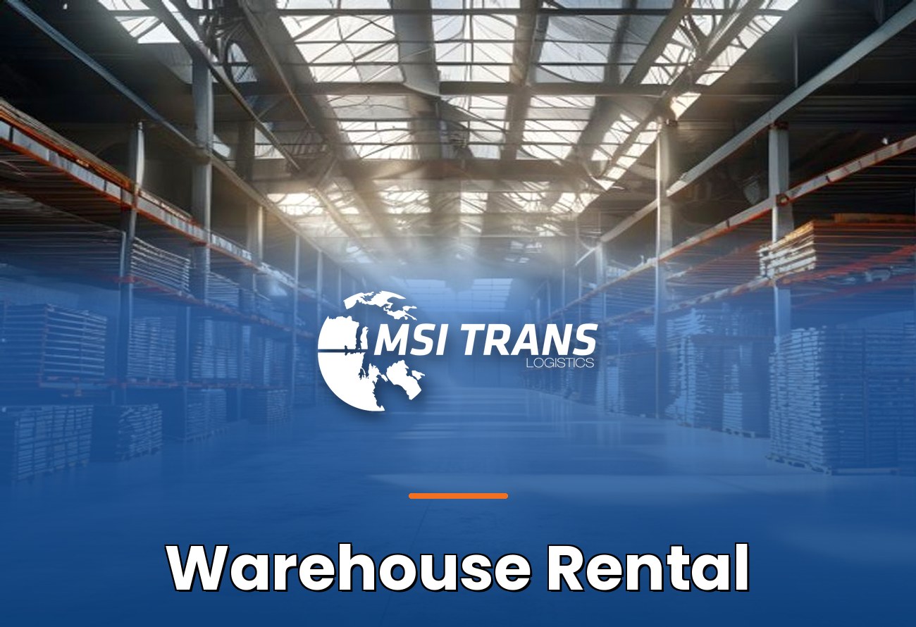 MSI Trans Warehouse Rental Services cover — large modern rental warehouse interior with pallet racking